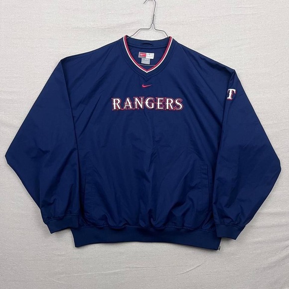 Vintage Nike Team Texas Rangers Center Swoosh Navy Pullover Windbreaker Jacket